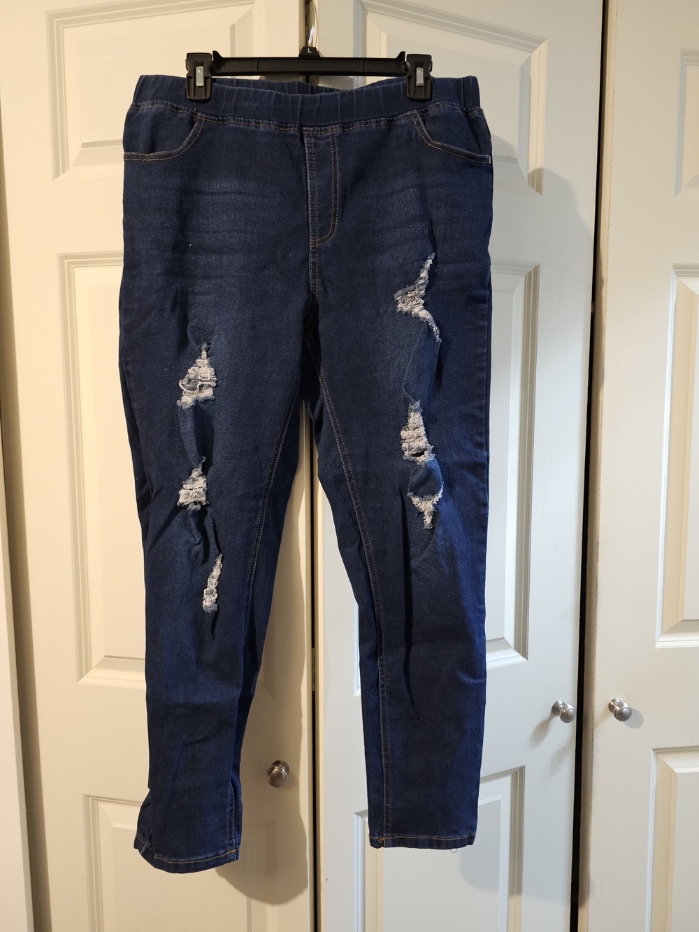 JVINI Dark Blue Skinny Distressed Jeans 1XL